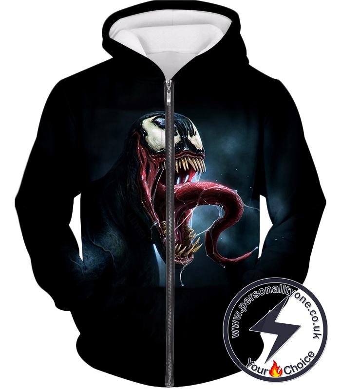 Deadly Symbiotic Alien Venom 3D Black Zip Up Hoodie